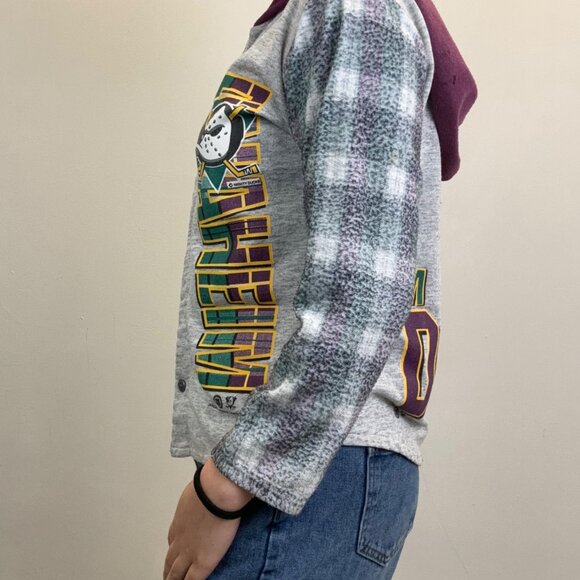 S 17x20 Vintage 1994 Mighty Ducks Button Up Hoodie - Picture 2 of 6